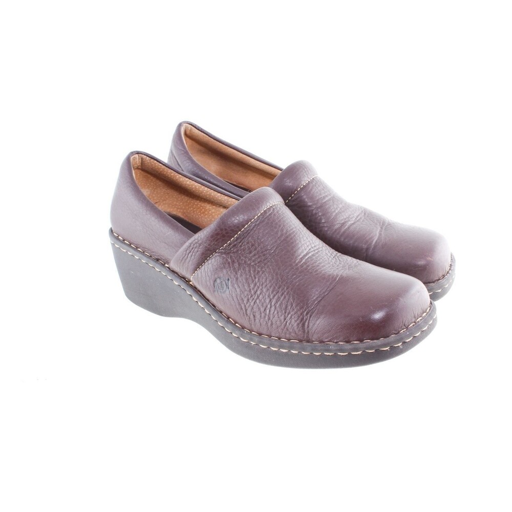 Born W9898 Brown Pebbled Leather Comfort Clogs Women's Size 11 M/W / EU 43
